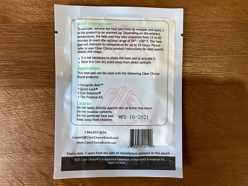 heat pad back side